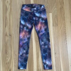 Athleta Girl Printed Chit Chat Tights | Multi-color Galaxy Size Small/7.